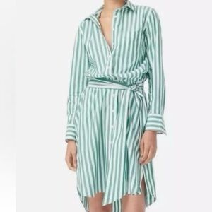 J. Crew Green and White Striped Midi Dress